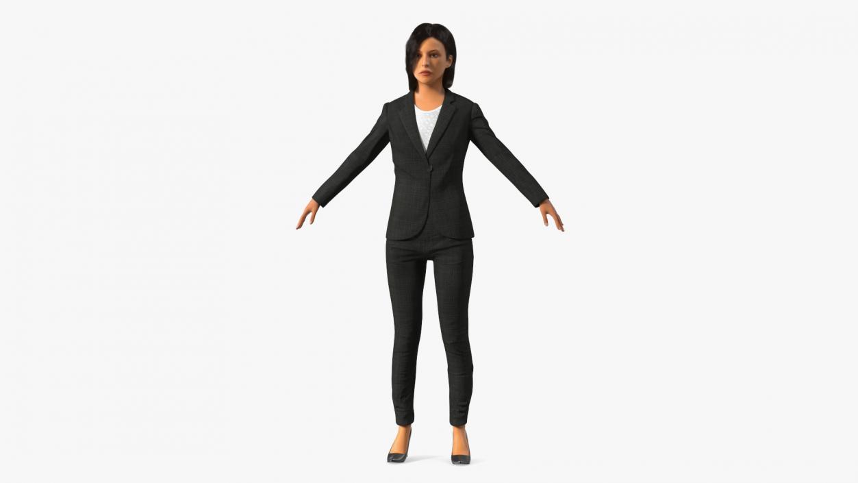 Professional Businesswoman A-Pose Fur 3D