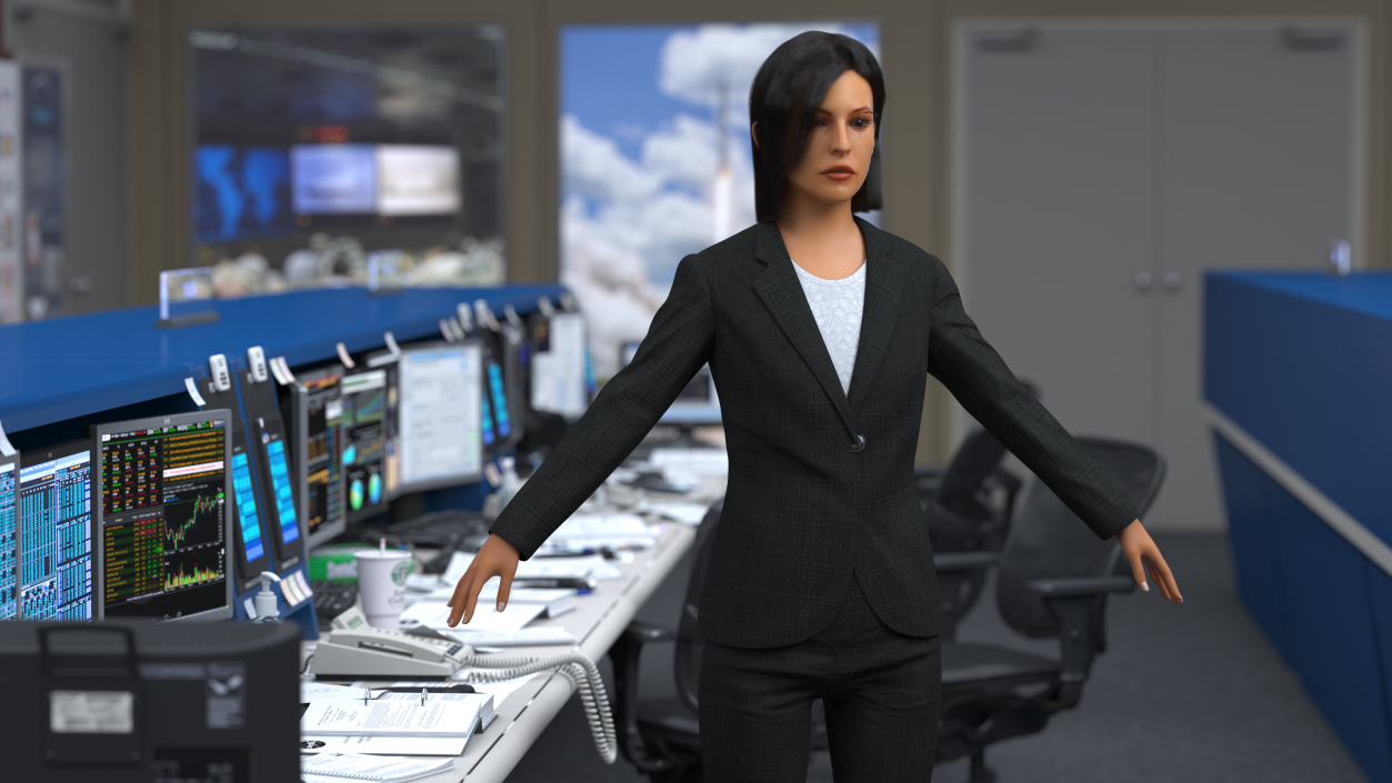 Professional Businesswoman A-Pose Fur 3D