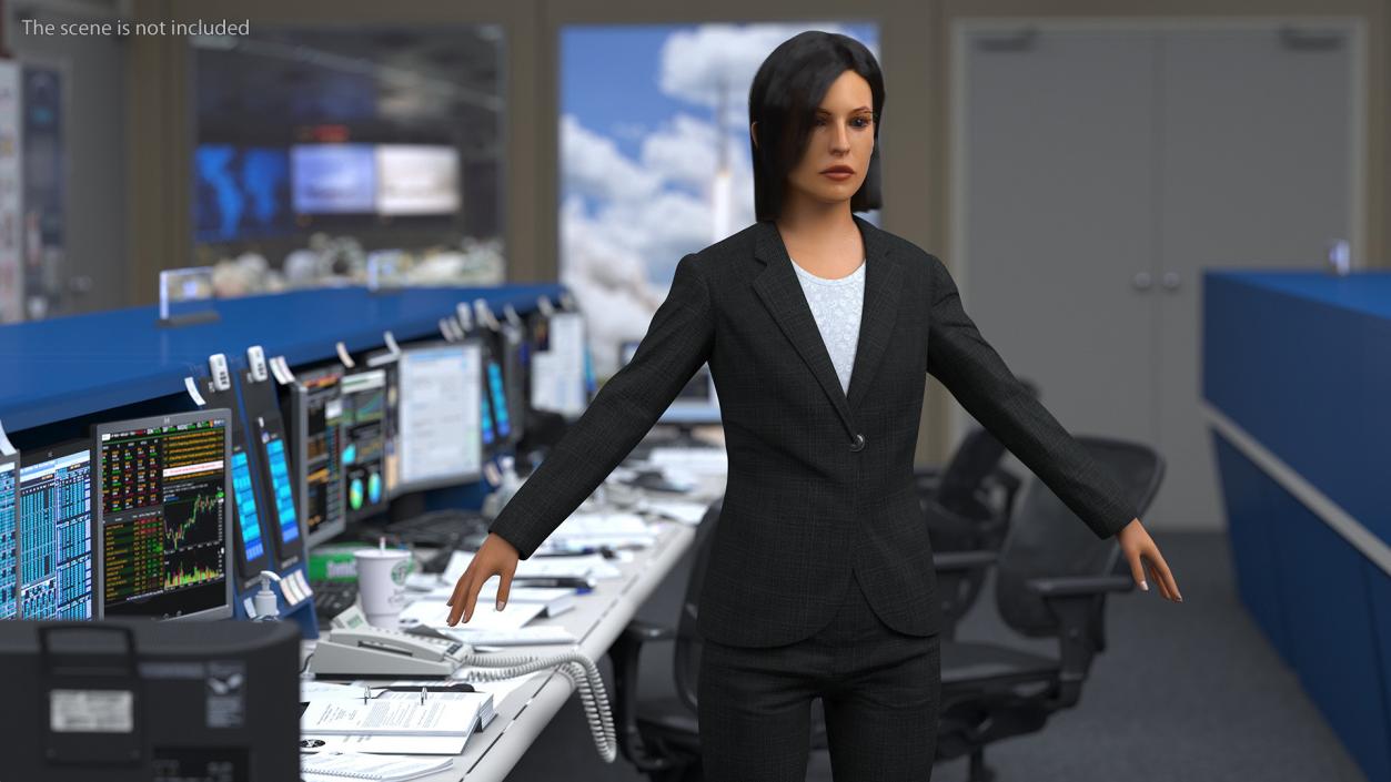 Professional Businesswoman A-Pose Fur 3D