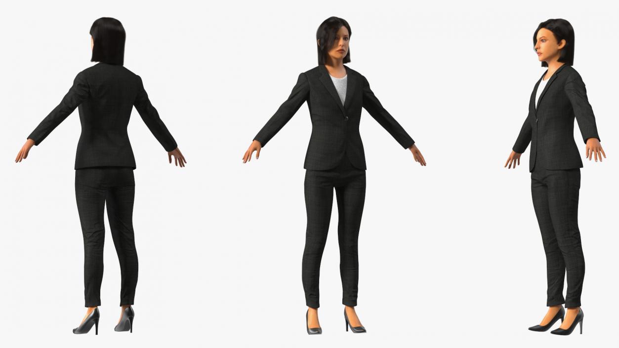 Professional Businesswoman A-Pose Fur 3D