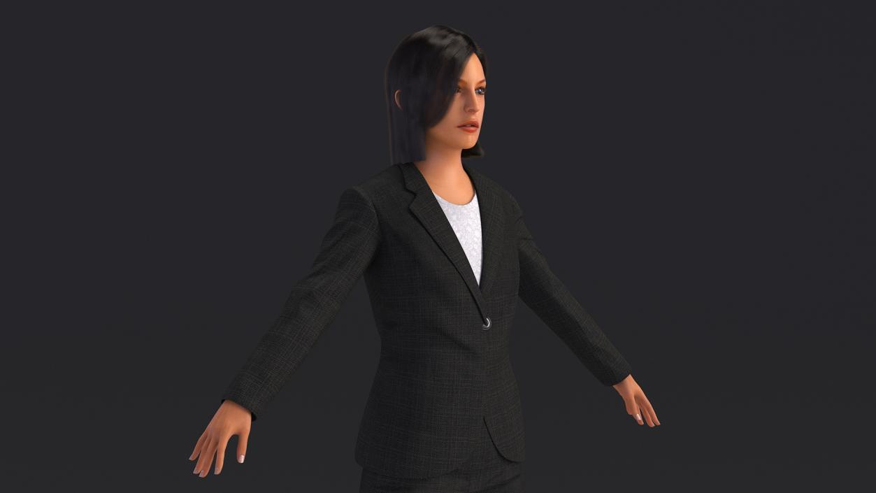 Professional Businesswoman A-Pose Fur 3D