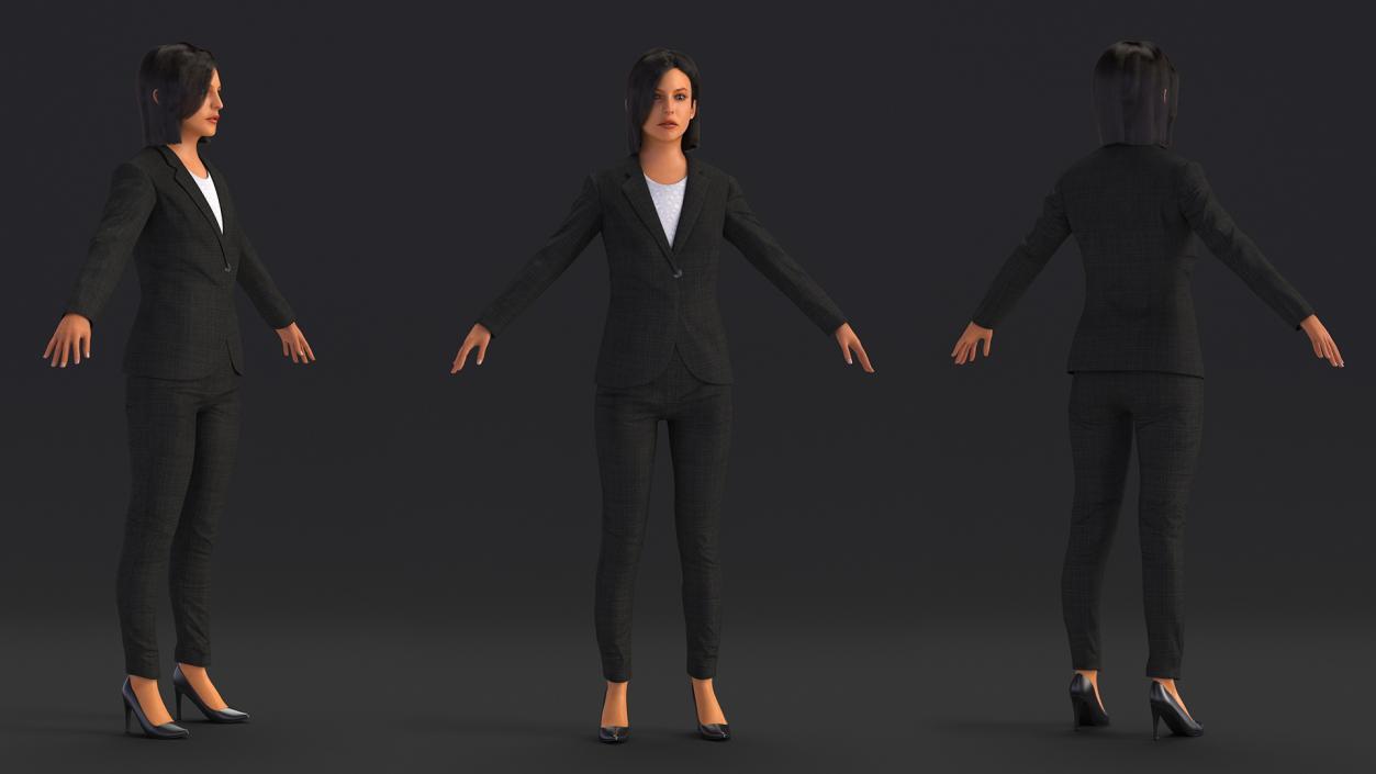 Professional Businesswoman A-Pose Fur 3D