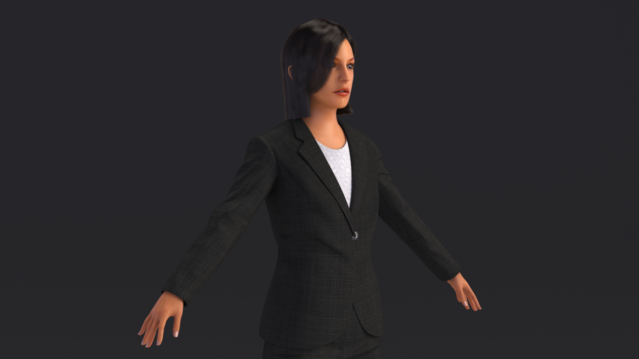 Professional Businesswoman A-Pose Fur 3D