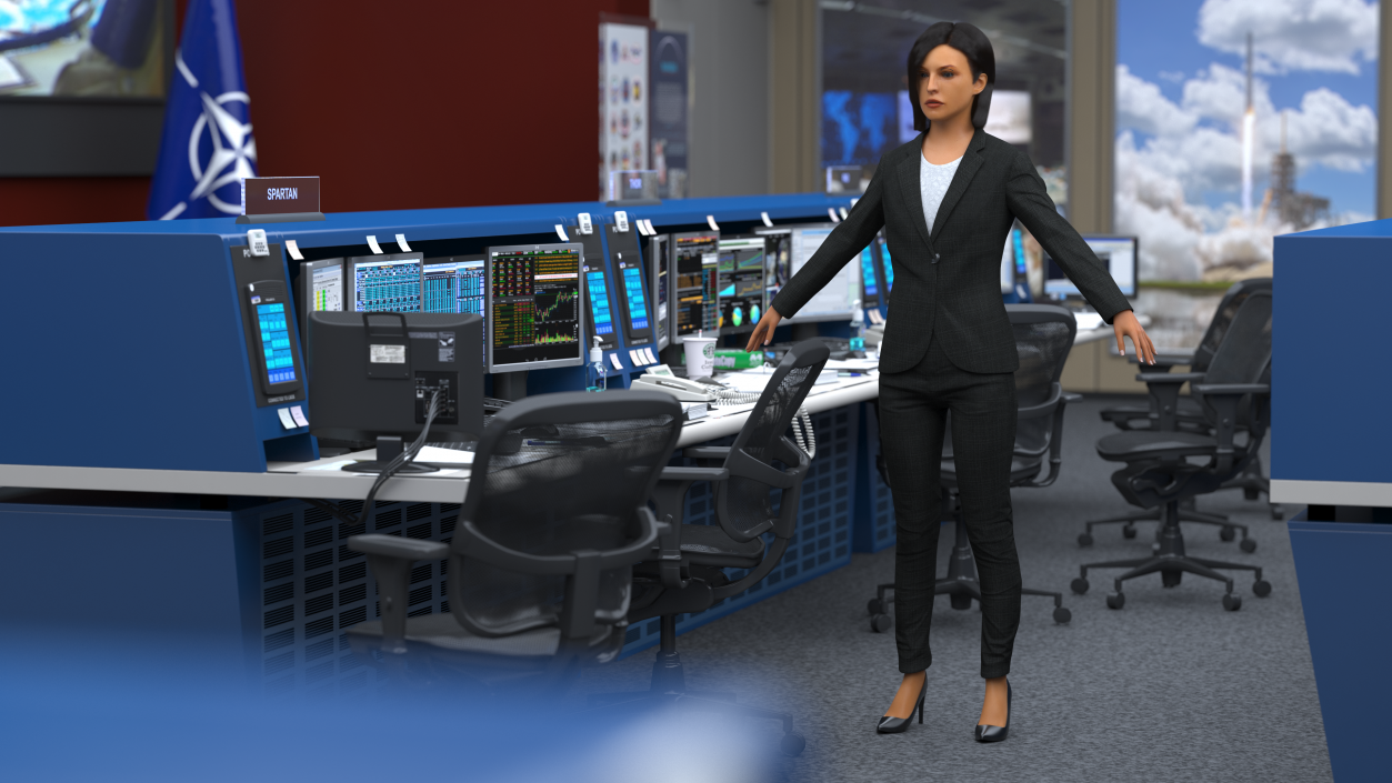 Professional Businesswoman A-Pose Fur 3D