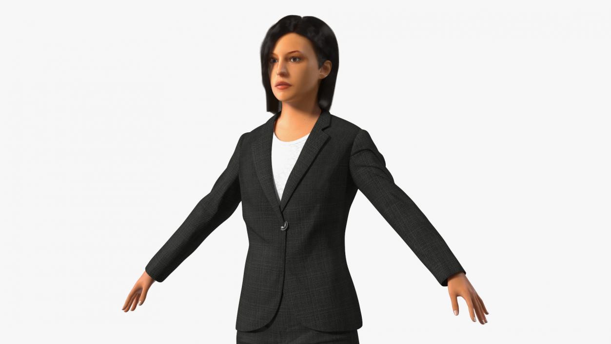 Professional Businesswoman A-Pose Fur 3D