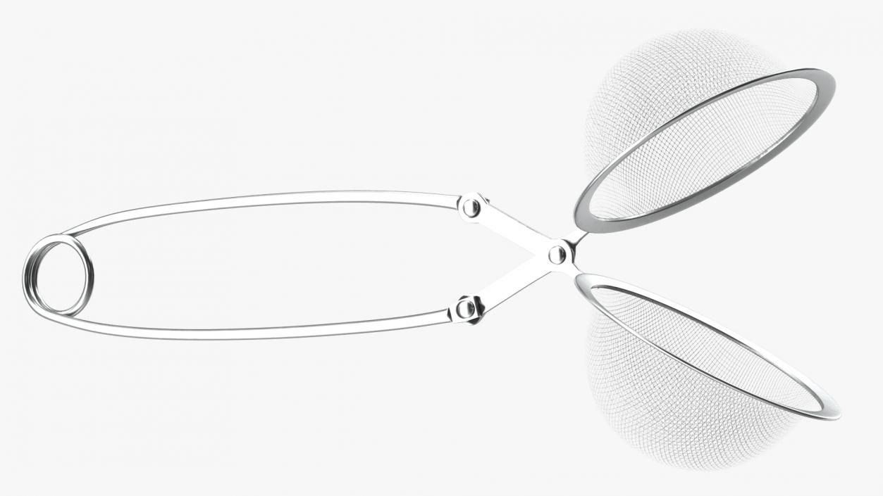 Mesh Tea Ball Strainer with Handle Open 3D model