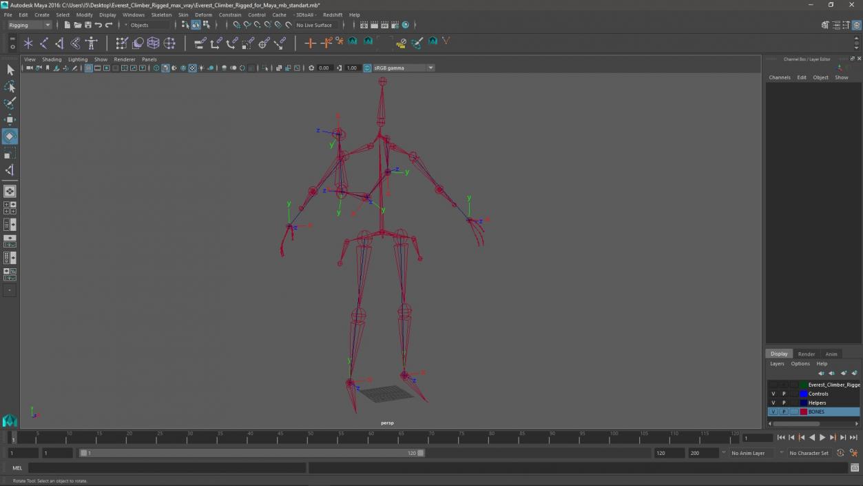 3D Everest Climber Rigged for Maya