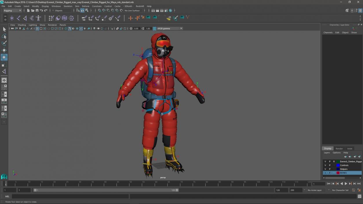 3D Everest Climber Rigged for Maya