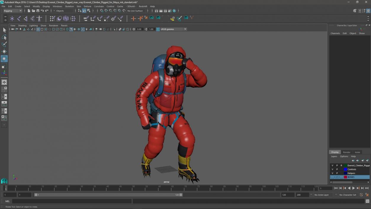 3D Everest Climber Rigged for Maya