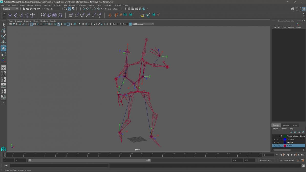 3D Everest Climber Rigged for Maya