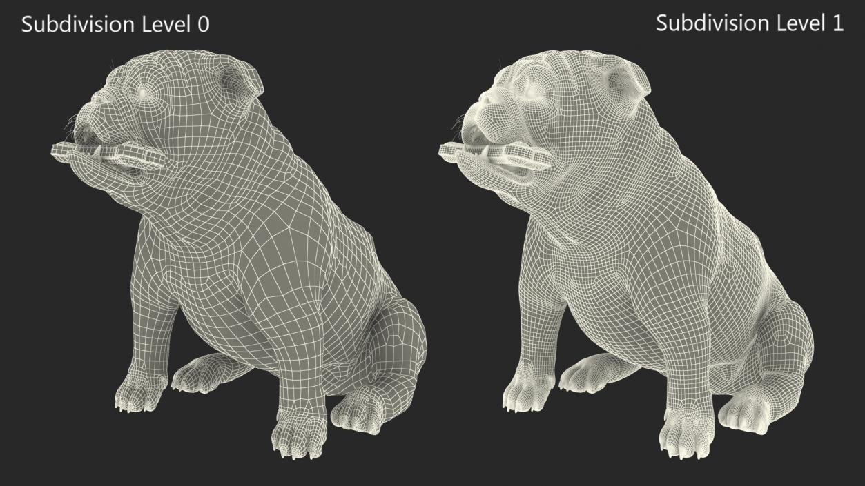 3D model Bulldog with a Chewing Bone in His Mouth