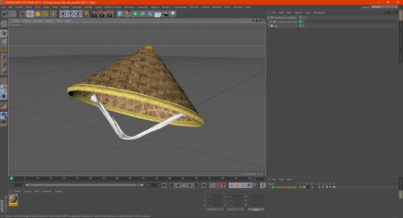 Chinese Straw Hat 3D