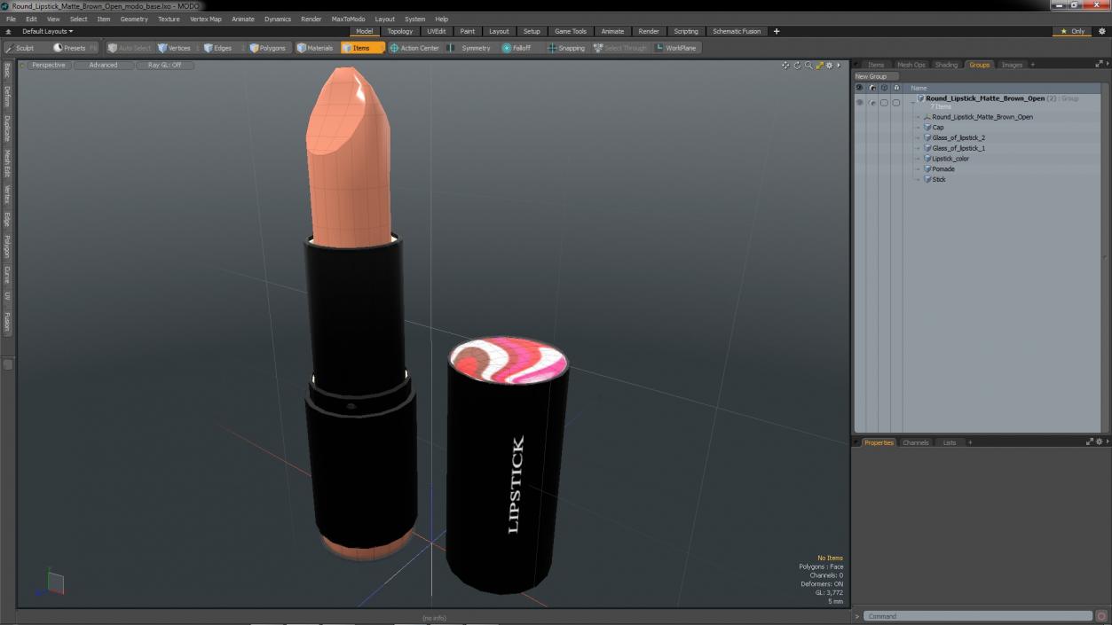 3D Round Lipstick Matte Brown Open