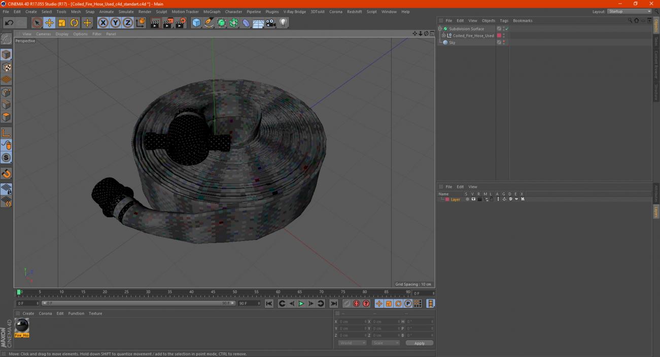 3D Coiled Fire Hose Used