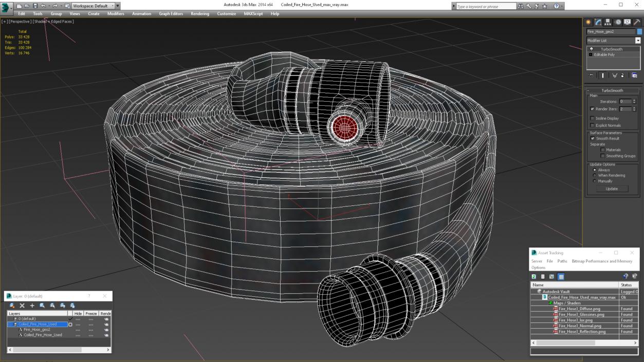 3D Coiled Fire Hose Used