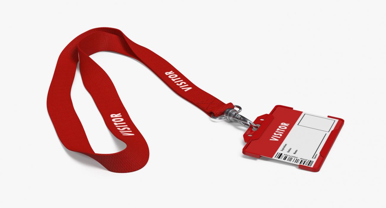 3D Visitor Lanyard with Plastic ID Card Holder model