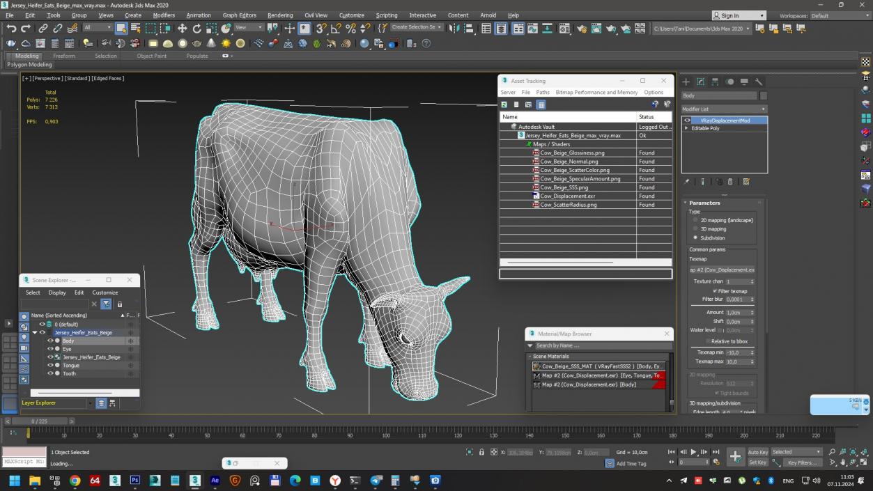 Jersey Heifer Eats Beige 3D model