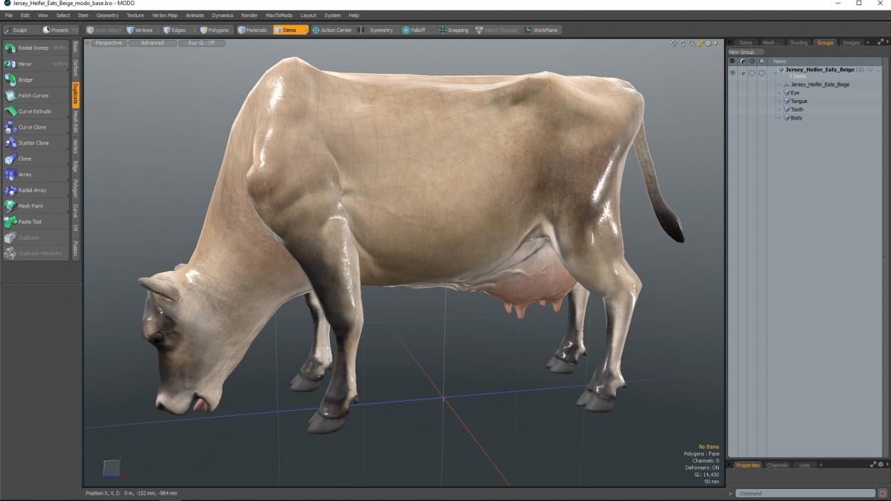 Jersey Heifer Eats Beige 3D model