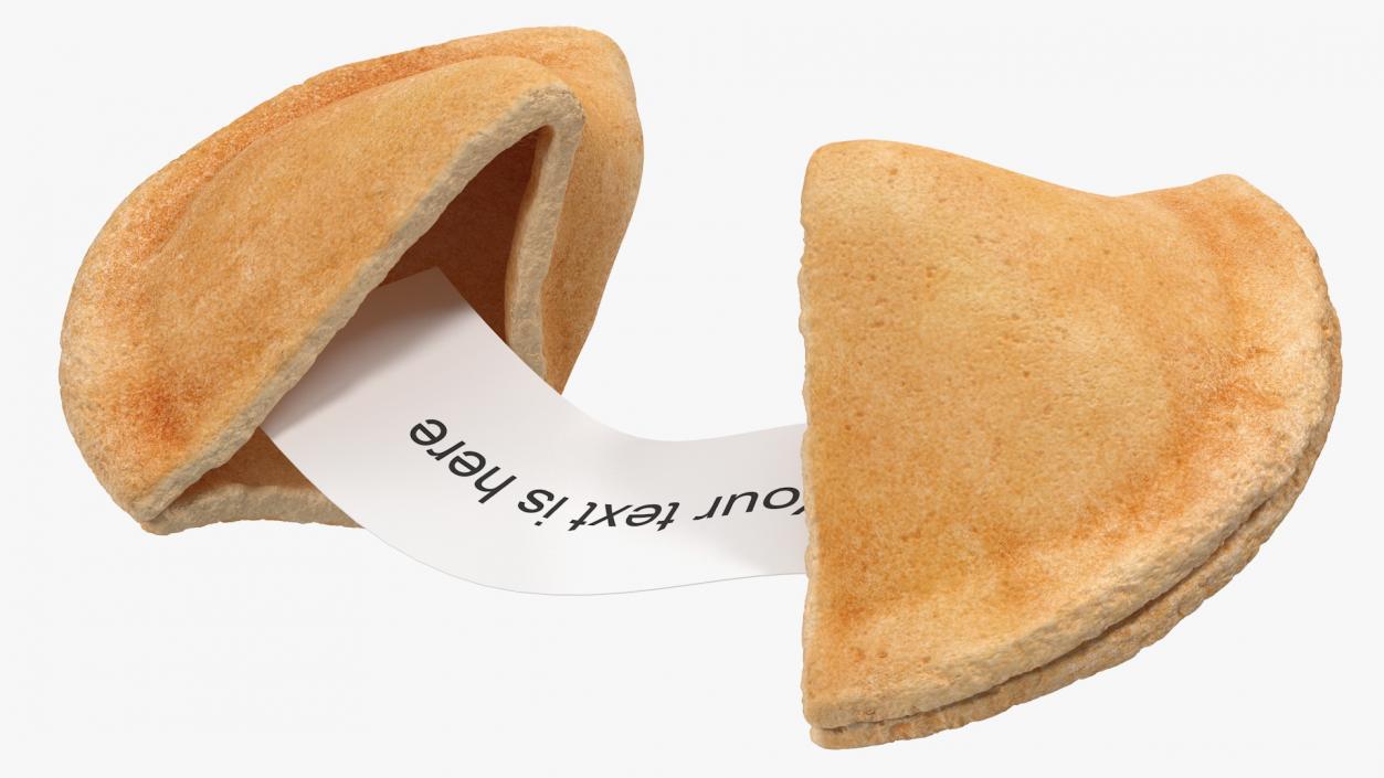 Open Fortune Cookie with Message 3D