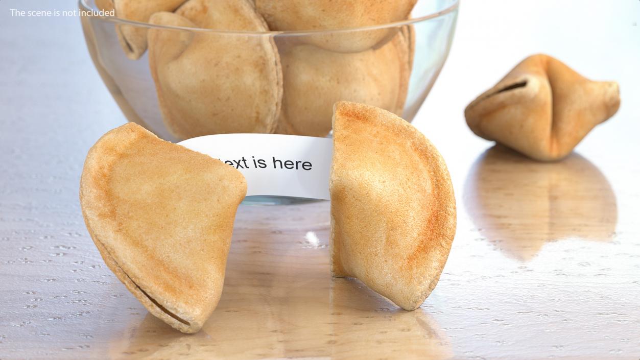 Open Fortune Cookie with Message 3D