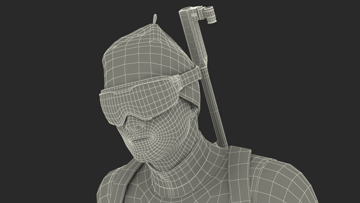 Biathlete Fully Equipped Canada Team Running Pose 3D model