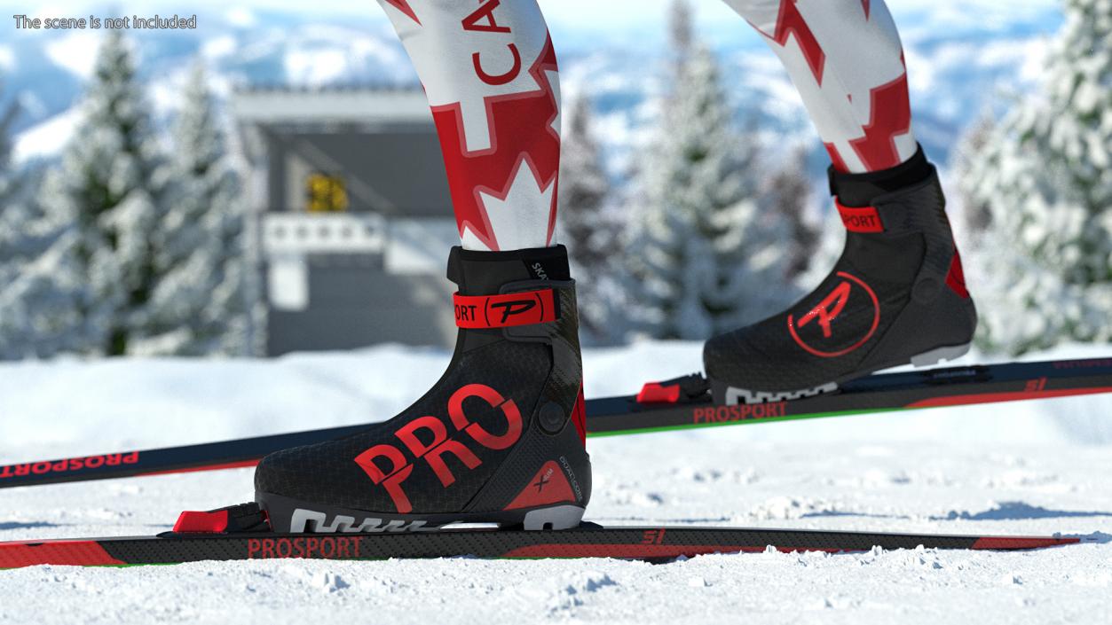 Biathlete Fully Equipped Canada Team Running Pose 3D model