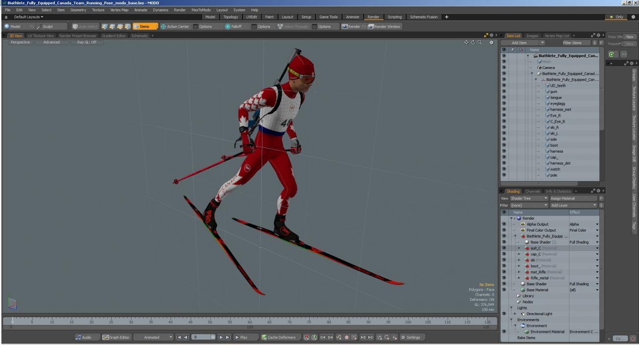 Biathlete Fully Equipped Canada Team Running Pose 3D model