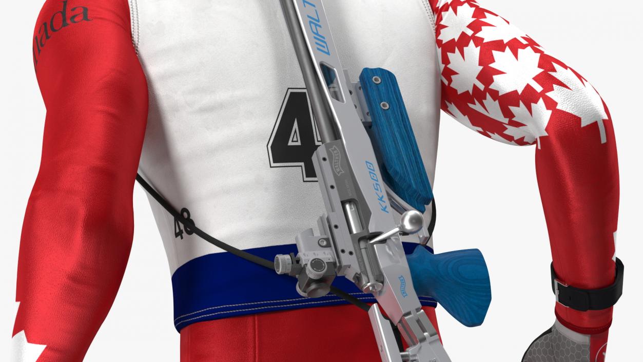 Biathlete Fully Equipped Canada Team Running Pose 3D model