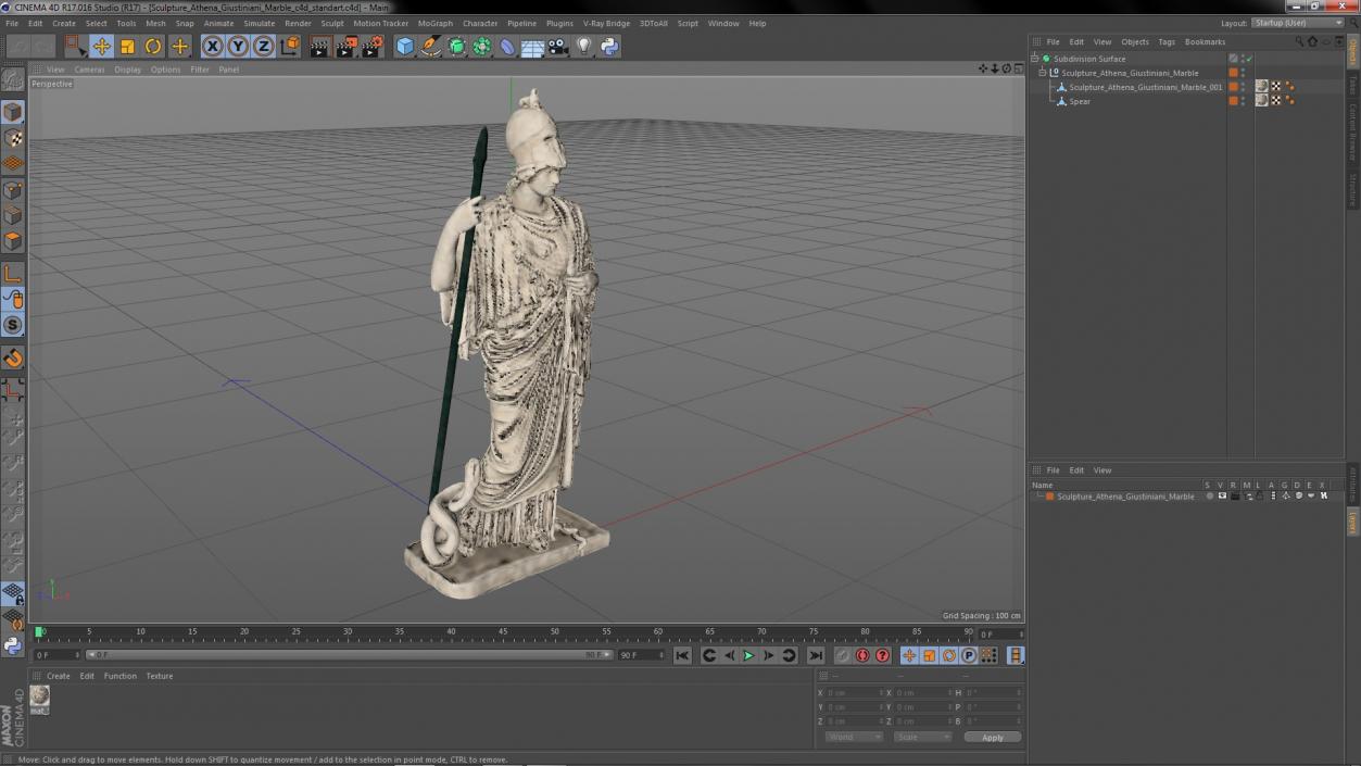 3D Sculpture Athena Giustiniani Marble for 3D Print model