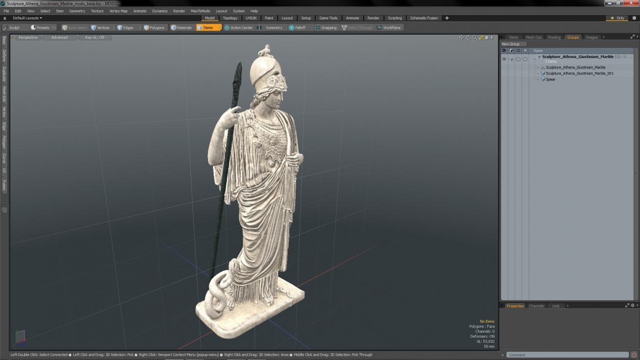 3D Sculpture Athena Giustiniani Marble for 3D Print model