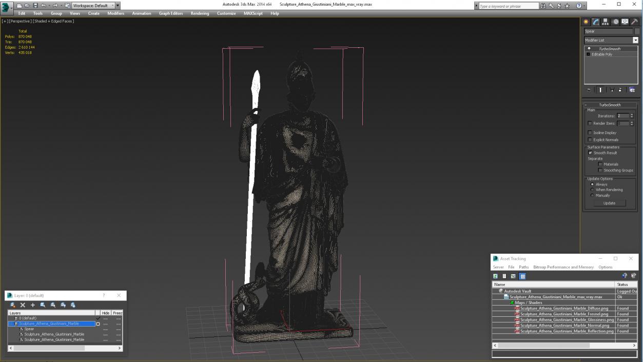 3D Sculpture Athena Giustiniani Marble for 3D Print model