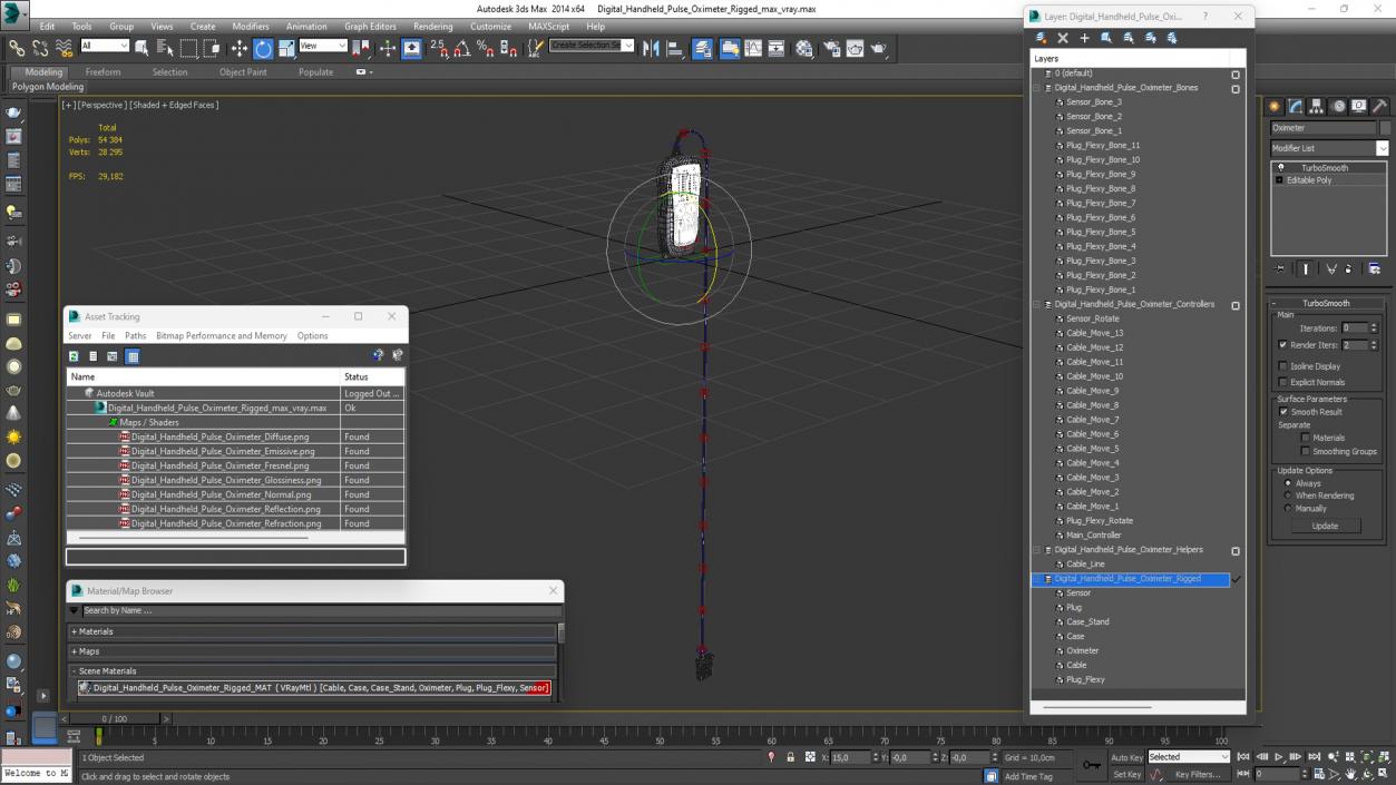 3D Digital Handheld Pulse Oximeter Rigged model