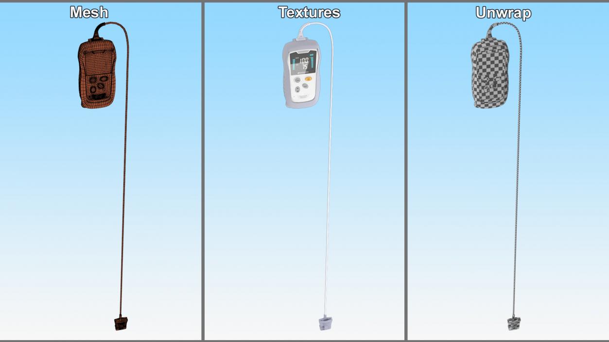 3D Digital Handheld Pulse Oximeter Rigged model