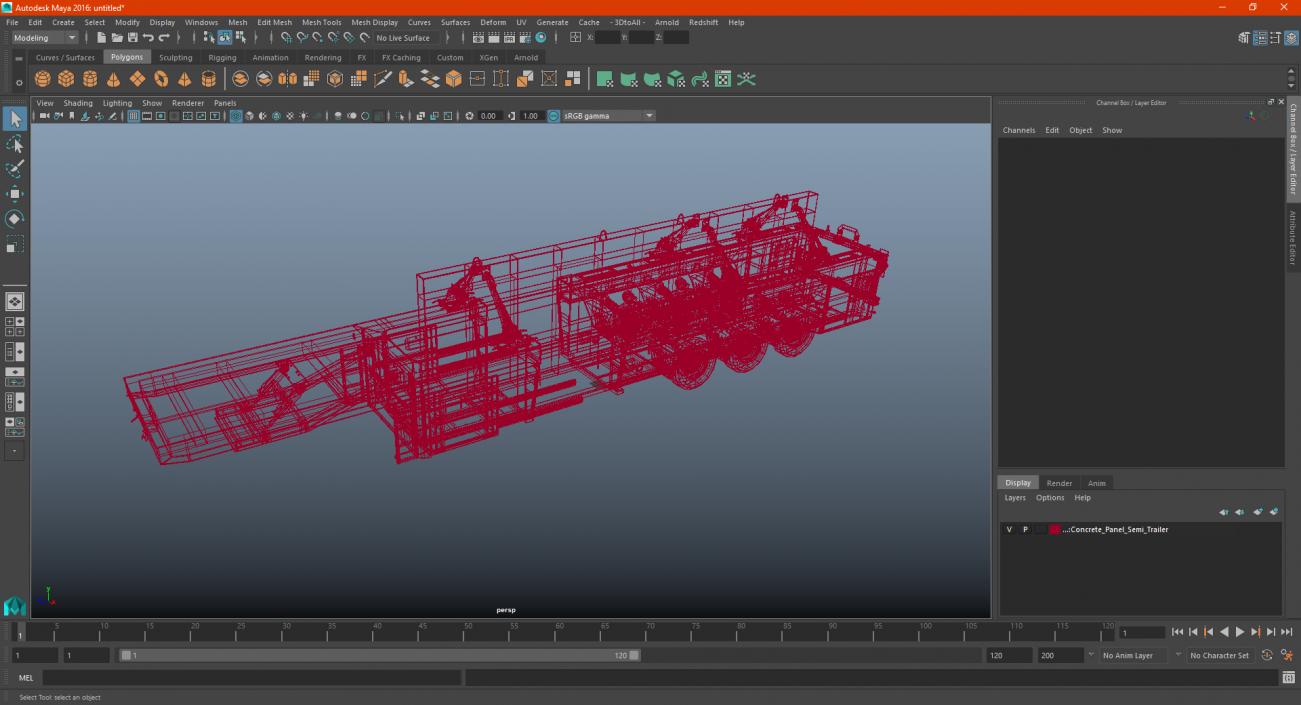 Concrete Panel Semi Trailer 3D