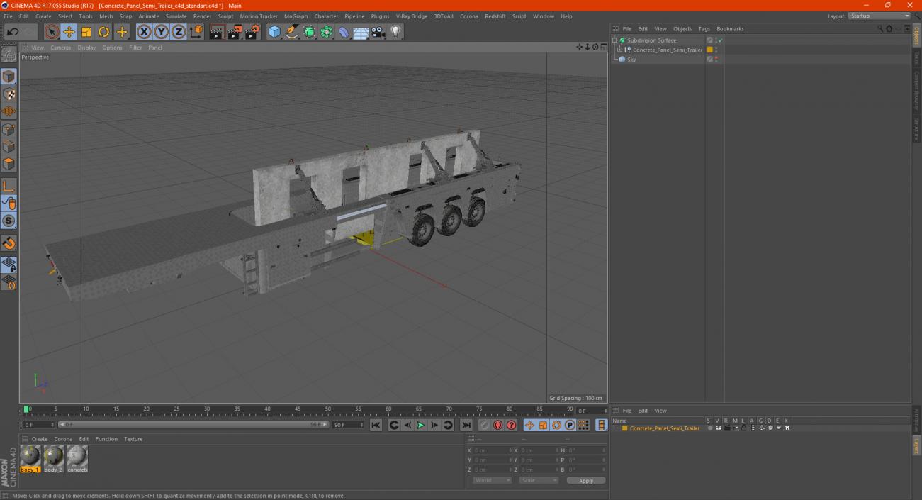 Concrete Panel Semi Trailer 3D