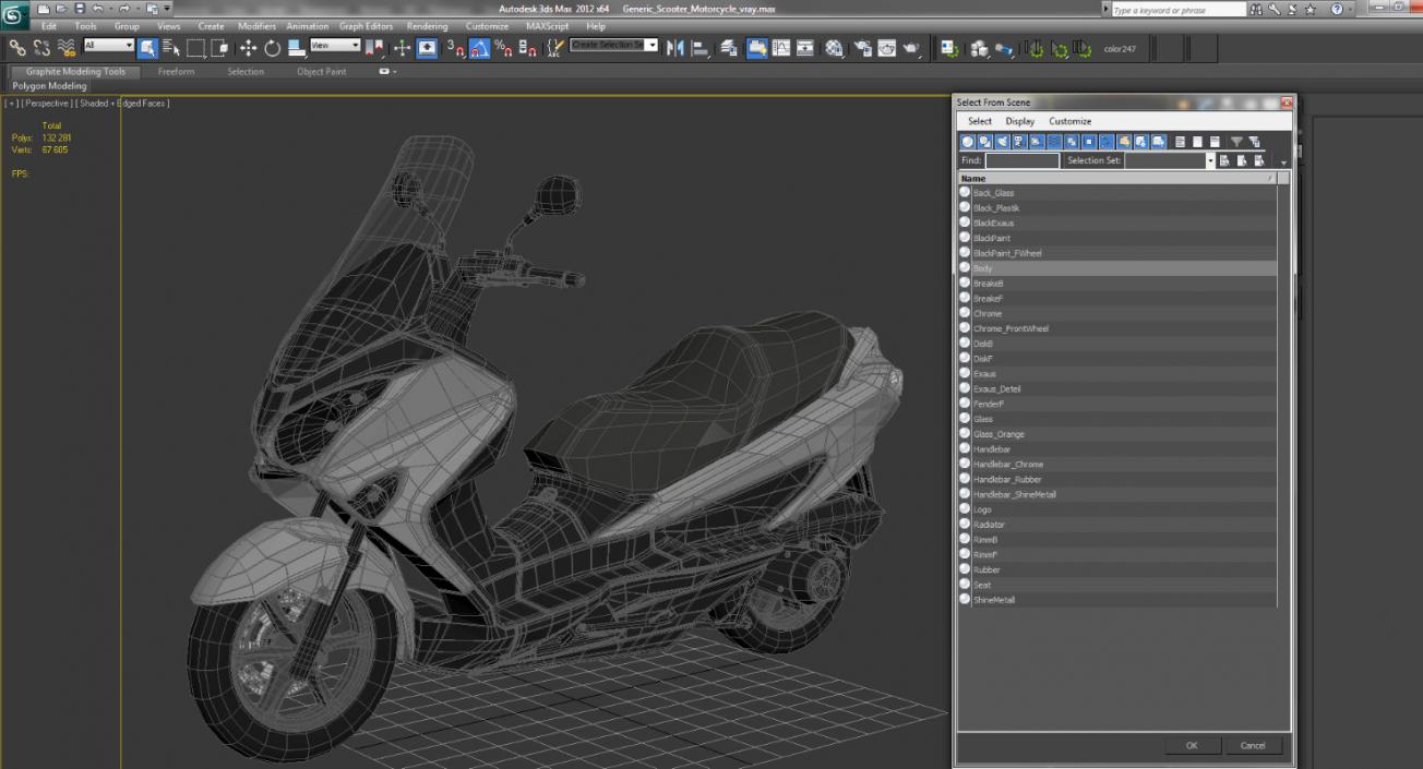 3D Generic Scooter Motorcycle