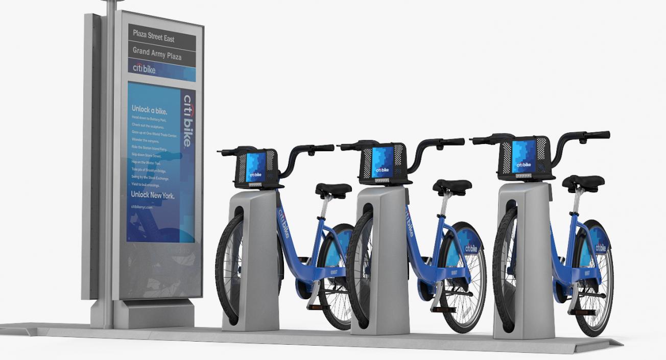 3D model Sharing System Citi Bike Pay Station with Bicycles