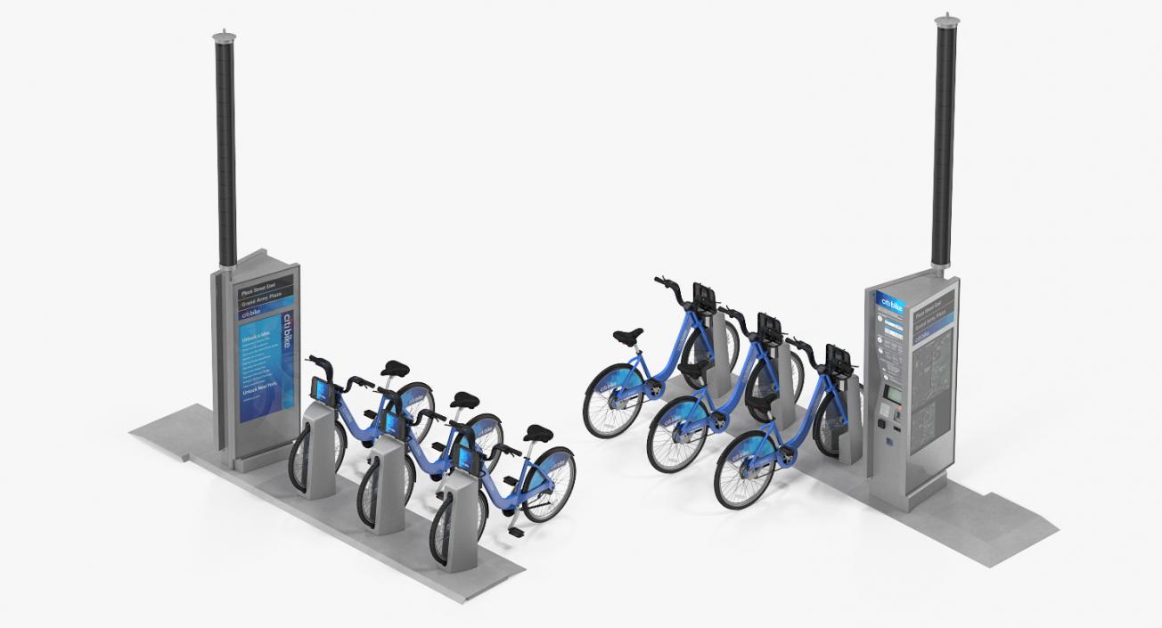 3D model Sharing System Citi Bike Pay Station with Bicycles