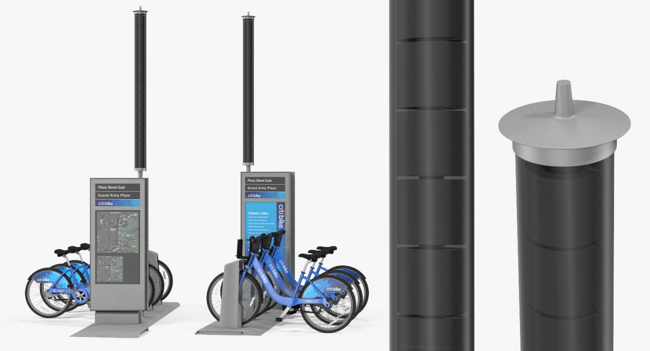 3D model Sharing System Citi Bike Pay Station with Bicycles