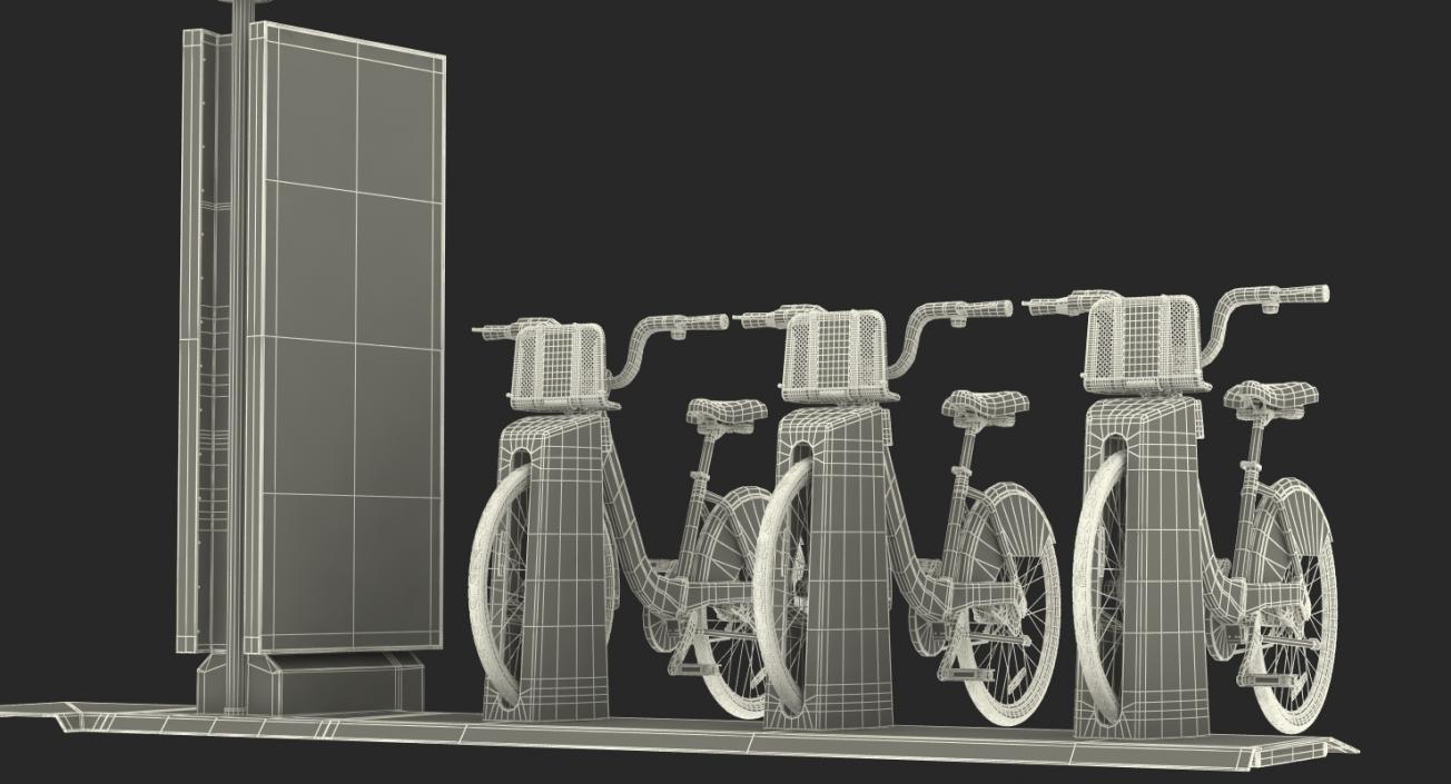 3D model Sharing System Citi Bike Pay Station with Bicycles