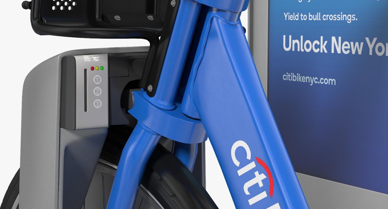 3D model Sharing System Citi Bike Pay Station with Bicycles