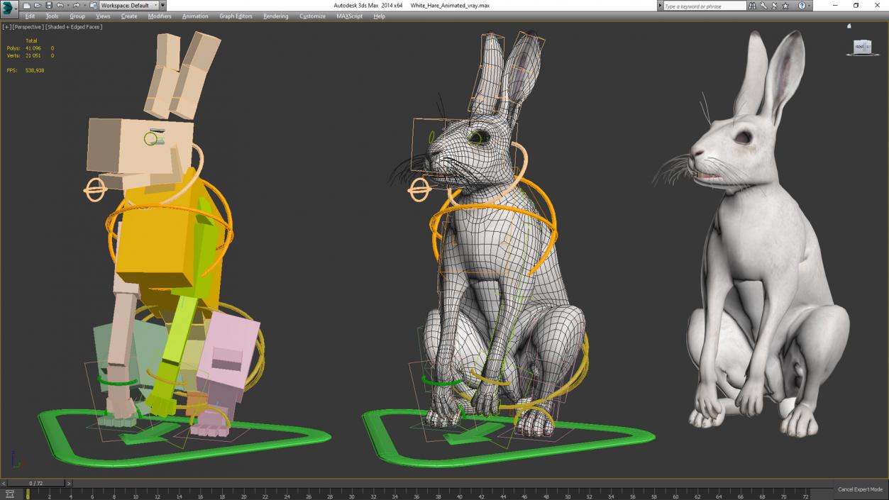 3D model White Hare  Animated