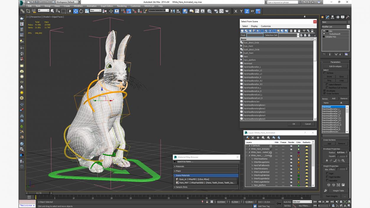 3D model White Hare  Animated