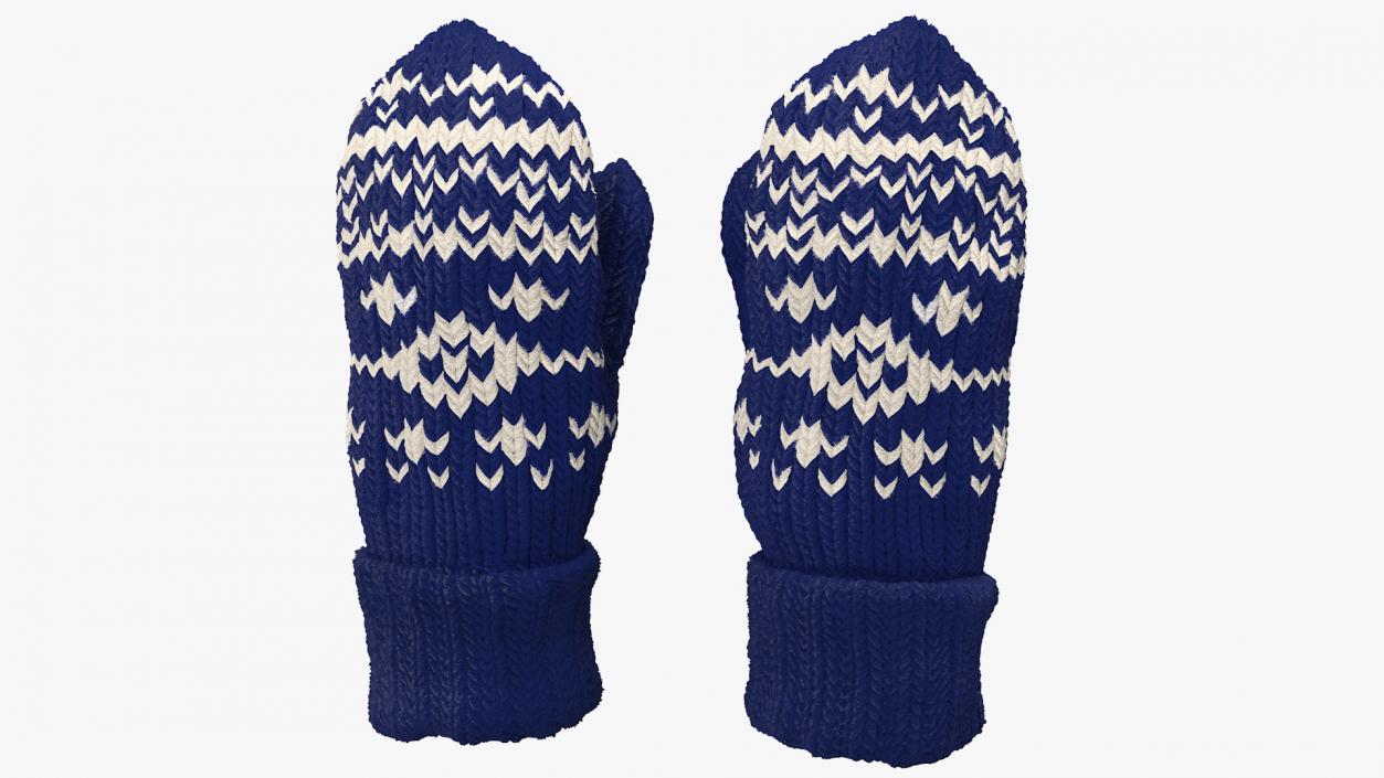 3D model Pair of Blue Wool Mittens