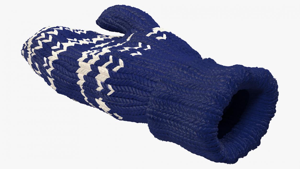 3D model Pair of Blue Wool Mittens