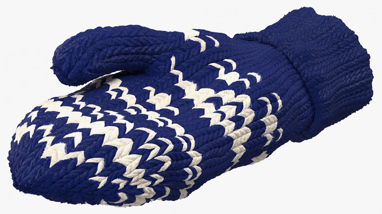 3D model Pair of Blue Wool Mittens