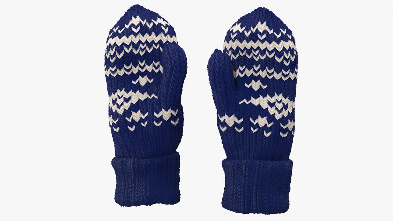 3D model Pair of Blue Wool Mittens