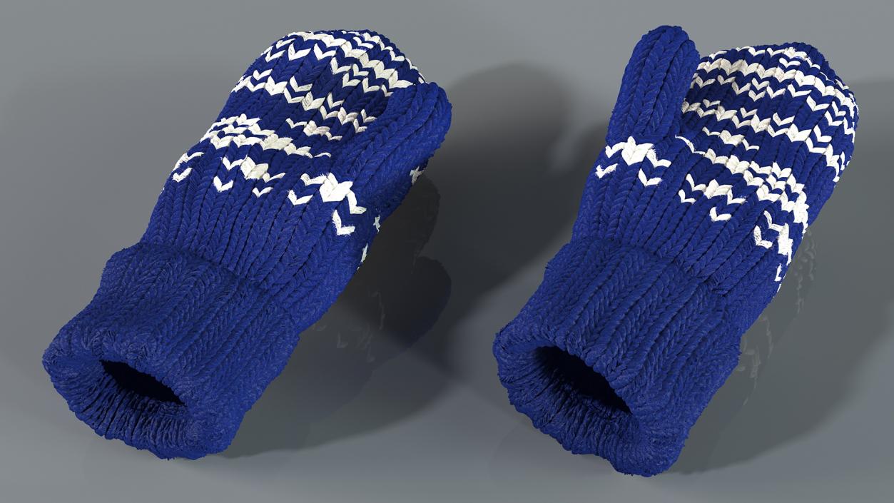 3D model Pair of Blue Wool Mittens