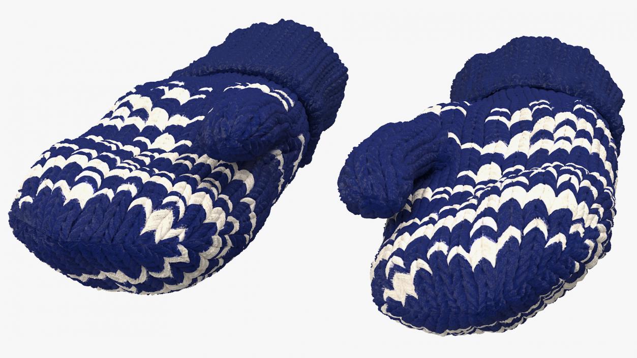 3D model Pair of Blue Wool Mittens