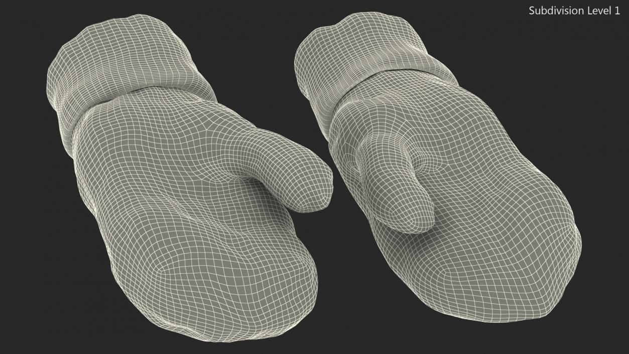 3D model Pair of Blue Wool Mittens